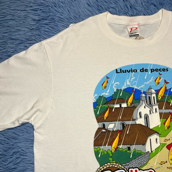 VINTAGE Lluvia de peces Yoro Honduras Shirt Size Large Mens Outdoor Fish Y2K - Picture 7 of 11